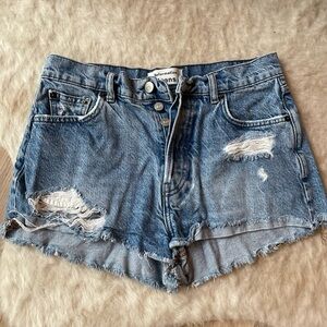Reformation Blue Jean Shorts Distressed Cut-Offs